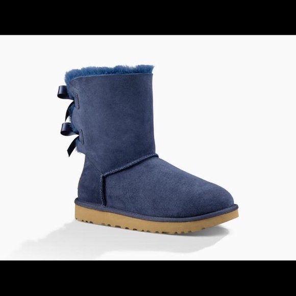 UGG Shoes - UGG Bailey Bow Sheepskin Boots Navy Authentic